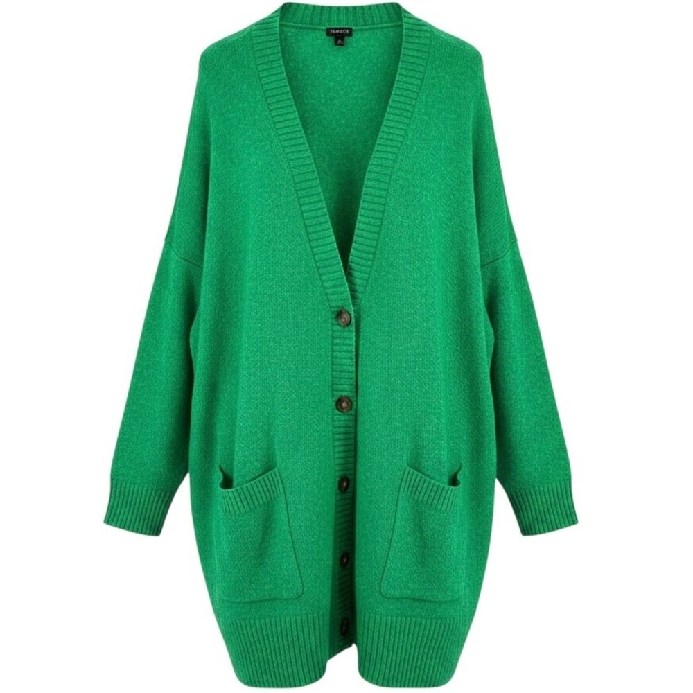 Torrid Cardigan Women 3 Green V-Neck Button Front Oversized Knit Sweater